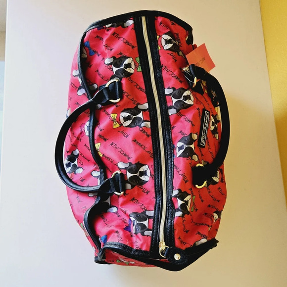 Betsey Johnson French Bulldog Weekender Duffel Travel Zip Carry-on Nylon Bag - Picture 8 of 15